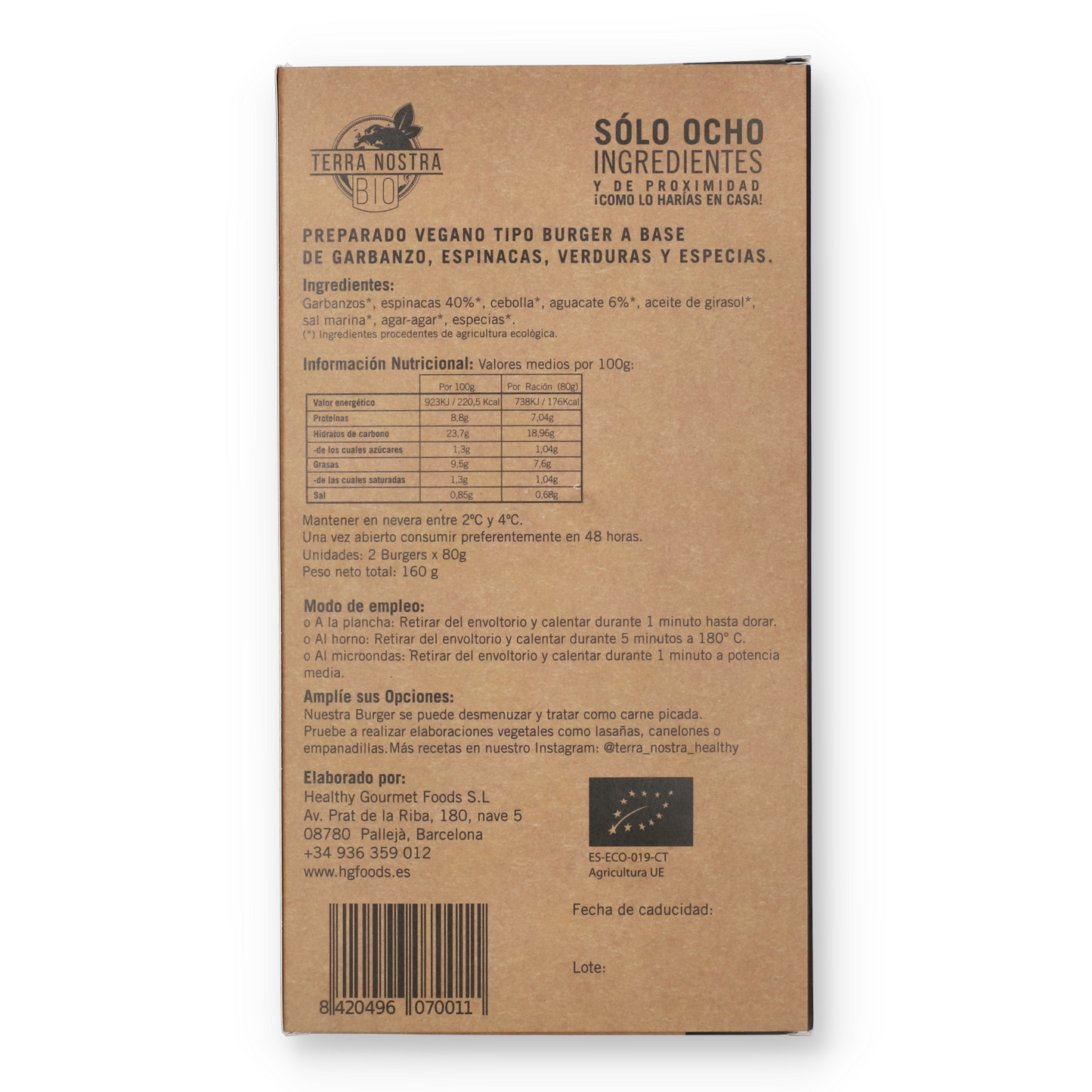 DUO-BIO HAMBURGUESA DE ESPINACAS 2X80G